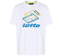 Print-Shirt LOTTO, Herren, Gr. M (48/50), weiß (hellweiß), 100% Baumwolle, bedruckt, Rundhals, gerader Abschluss, Shirts Print-Shirt, - mit plakativem Frontprint (74946342-M)