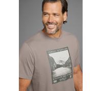 Print-Shirt MAN'S WORLD, Herren, Gr. XL (56/58), grau, Single Jersey, Obermaterial: 100% Baumwolle, bedruckt, regular fit, Rundhals, Shirts, mit modisch-landschaftlichen Druck (15657160-XL) grau