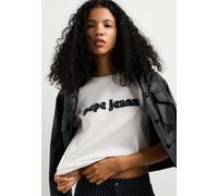 Print-Shirt PEPE JEANS "print t-shirt BENILDA", Damen, Gr. XS, weiß (mousse weiß), 100% Baumwolle, Shirts (82695300-XS) mousse weiß
