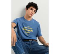 Print-Shirt PEPE JEANS "print t-shirt JAXON TEE", Herren, Gr. L, blau (sea blau), 100% Baumwolle, Shirts (98336138-L) sea blau