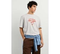 Print-Shirt PEPE JEANS "print t-shirt JAXON TEE", Herren, Gr. L, weiß (light grau marl), 100% Baumwolle, Shirts (13043926-L) light grau marl
