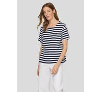 Print-Shirt RABE "T-Shirt", Damen, Gr. 38, dunkelblau, 80%Baumwolle 20%Polyester, geringelt, gerade, Shirts (88628843-38) dunkelblau