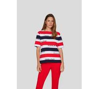 Print-Shirt RABE "T-Shirt", Damen, Gr. 38, rot, 76%Baumwolle, 16%Polyester, 8%Elastan, geringelt, gerade, Shirts (33042437-38) rot