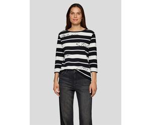 Print-Shirt RABE "T-Shirt", Damen, Gr. 40, schwarz, 76%Baumwolle, 16%Polyester, 8%Elastan, geringelt, gerade, Shirts (12923969-40) schwarz