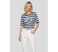 Print-Shirt RABE "T-Shirt", Damen, Gr. 42, blau (dunkelblau), 50%Baumwolle 50%Viskose, tailliert, Shirts (61828433-42) dunkelblau