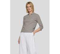 T-Shirt RABE, Damen, Gr. 42, schoko, Jersey, Obermaterial: 100% Baumwolle, Glitzermuster, geringelt, normal hüftbedeckend, Rundhals, Shirts T-Shirt, 3/4-Arm geringelt und mit Hemdkragen und Glitzerste