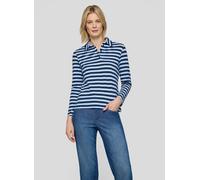 Rabe Damen Langarmshirt Leisure Club – Pazifik, Streifenlook mit Kragen & Knopfleiste, Größe 42