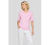 Print-Shirt RABE "T-Shirt", Damen, Gr. 46, pink (rosa), Obermaterial: 100% Baumwolle, gestreift, gerade, Shirts (39930862-46) rosa