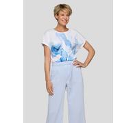 Print-Shirt RABE "T-Shirt", Damen, Gr. 46, weiß, 95%Baumwolle, 5%Elastan, gemustert, gerade, Shirts (21090460-46) weiß