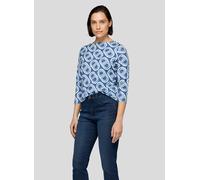 Print-Shirt RABE "T-Shirt", Damen, Gr. 48, blau (dunkelblau), 96%Viskose 4%Elastan, feminin, gerade, 3/4-Ärmel, Shirts (24271420-48) dunkelblau