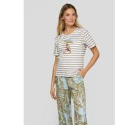 Print-Shirt RABE "T-Shirt", Damen, Gr. 50, beige (grün), Obermaterial: 95% Baumwolle, 5% Elasthan, gemustert, gerade, Shirts (78774323-50) grün