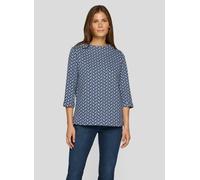 Print-Shirt RABE "T-Shirt", Damen, Gr. 50, blau (dunkelblau), 70%Polyester 28%Viskose 2%Elastan, feminin, gerade, 3/4-Ärmel, Shirts (56380642-50) dunkelblau