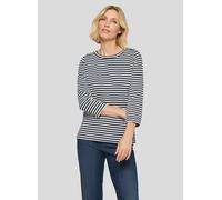 Print-Shirt RABE "T-Shirt", Damen, Gr. 52, dunkelblau, 83%Polyester 12%Viskose 5%Elasthan, gestreift, tailliert, Shirts (84128064-52) dunkelblau