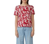 Print-Shirt S.OLIVER, Damen, Gr. 38, chilli pepper aop, Jersey, Obermaterial: 50% Baumwolle, 50% Modal, bedruckt, geblümt, regular fit hüftbedeckend, Rundhals, Shirts, im O-Shape mit Cut-out (66969462