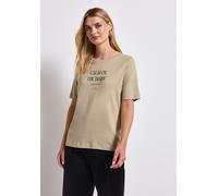 Print-Shirt STREET ONE, Damen, Gr. 34, beige (coastal beige), Web, 50% Baumwolle, 50% Modal, bedruckt, normal normal, Rundhals, Bündchen, Shirts, im soften Baumwoll-Mix (15864721-34) coastal beige