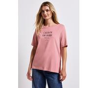 Print-Shirt STREET ONE, Damen, Gr. 34, blush peach, Web, 50% Baumwolle, 50% Modal, bedruckt, normal normal, Rundhals, Bündchen, Shirts, im soften Baumwoll-Mix (61780547-34) blush peach