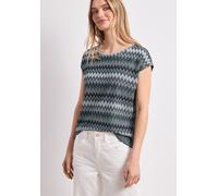 Print-Shirt STREET ONE, Damen, Gr. 34, deep bound grün, Stoff, 68% Polyester, 31% Viskose, 1% Metallfaser, Jacquardmuster, regular fit normal, U-Boot-Ausschnitt, abgesteppt, Shirts, aus softem Materia