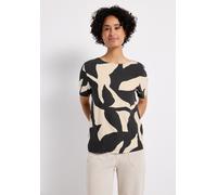 Print-Shirt STREET ONE, Damen, Gr. 34, grau (whale tail grau), Stoff, Vorderseite: 95% Viskose, 5% Elasthan; Rückseite: 95% Viskose, 5% Elasthan, bedruckt, normal normal, Rundhals, abgesteppt, Shirts,