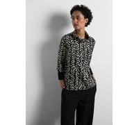 Print-Shirt STREET ONE, Damen, Gr. 34, schwarz, Stoff, 64% Polyester, 33% Viskose, 3% Elasthan, gemustert, gerade normal, Rundhals, Bündchen, Shirts, mit 3/4 Ärmeln (98445950-34) schwarz