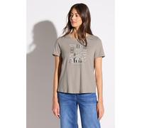 Print-Shirt STREET ONE, Damen, Gr. 36, beige (clay taupe), Web, 50% Baumwolle, 50% Modal, bedruckt, comfort fit normal, Rundhals, Bündchen, Shirts, im soften Baumwoll-Mix (25366314-36) clay taupe