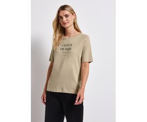 Print-Shirt STREET ONE, Damen, Gr. 36, beige (coastal beige), Web, 50% Baumwolle, 50% Modal, bedruckt, normal normal, Rundhals, Bündchen, Shirts, im soften Baumwoll-Mix (15864721-36) coastal beige