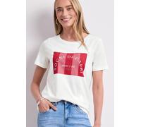 Print-Shirt STREET ONE, Damen, Gr. 36, sanftes weiß, Web, 50% Baumwolle, 50% Modal, bedruckt, normal normal, Rundhals, abgesteppt, Shirts, im soften Baumwoll-Mix (34563731-36) sanftes weiß