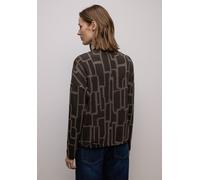 Print-Shirt STREET ONE, Damen, Gr. 38, schwarzest braun, Jersey, Obermaterial: 63% Polyester, 34% Viskose, 3% Elasthan, bedruckt, normal hüftbedeckend, Rundhals, Shirts (45191627-38) schwarzest braun