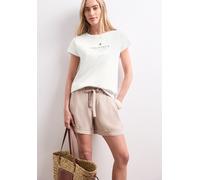 Shirttop STREET ONE, Damen, Gr. 38, sanftes weiß, Jersey, Obermaterial: 100% Baumwolle, bedruckt, normal hüftbedeckend, Rundhals, abgesteppte Kante, Tops Shirttop, Sommertop mit Wording (77073908-38)