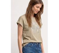 Print-Shirt STREET ONE, Damen, Gr. 40, timeless beige, Web, 100% Baumwolle, geblümt, normal normal, Rundhals, abgesteppt, Shirts, aus reiner Baumwolle (14822147-40) timeless beige