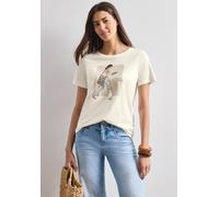 Print-Shirt STREET ONE, Damen, Gr. 40, sanftes weiß, Web, 50% Baumwolle, 50% Modal, bedruckt, normal normal, Rundhals, abgesteppt, Shirts, aus softem Materialmix (57506111-40) sanftes weiß