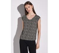 STREET ONE Damen A323166 Gemustertes Jersey-Shirt, Black, 42