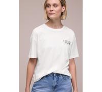 Print-Shirt STREET ONE, Damen, Gr. 42, sanftes weiß, Web, 50% Baumwolle, 50% Modal, unifarben, comfort fit normal, Rundhals, Bündchen, Shirts, Jersey (50020462-42) sanftes weiß