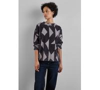 Print-Shirt STREET ONE, Damen, Gr. 44, blau (night sky blau), Stoff, 44% Nylon, 40% Polyester, 16% Viskose, gemustert, normal normal, hoch geschlossener Ausschnitt, Bündchen, Shirts, mit 3/4 Ärmeln (2