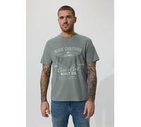 Print-Shirt STREET ONE MEN, Jungen, Gr. M (40), grau (dusty mint), Web, 100% Baumwolle, bedruckt, comfort fit normal, Rundhals, normaler Saum, Shirts, mit Frontprint (65944563-M) dusty mint