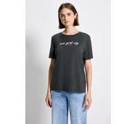 Print-Shirt STREET ONE STUDIO, Damen, Gr. 36, grau (shore grau), Web, 50% Baumwolle, 50% Modal, unifarben, normal normal, Rundhals, abgesteppt, Shirts, im soften Baumwoll-Mix (35594730-36) shore grau