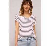Print-Shirt STREET ONE STUDIO, Damen, Gr. 40, hazy rose, Web;Stoff;Jersey, 50% Modal, 50% Baumwolle, gestreift, regular fit normal, V-Ausschnitt, abgesteppt, Shirts, im soften Baumwoll-Mix (49726604-4