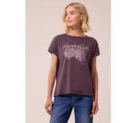 Print-Shirt STREET ONE STUDIO, Damen, Gr. 40, lila (very berry), Web, 100% Baumwolle, bedruckt, comfort fit normal, Rundhals, normaler Saum, Shirts, mit Frontprint (38310944-40) very berry