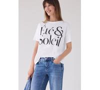 Print-Shirt STREET ONE STUDIO, Damen, Gr. 44, weiß, Stoff, 50% Modal, 50% Baumwolle, bedruckt, comfort fit normal, Rundhals, normaler Saum, Shirts, mit Rundhalsausschnitt (22872507-44) weiß