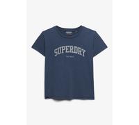 Print-Shirt SUPERDRY "ATH ESS FITTED GRAPHIC TEE", Damen, Gr. XS, navy, Single Jersey, Obermaterial: 100% Baumwolle, meliert, slim fit normal, Rundhals, Shirts (38361003-XS) navy