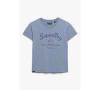 Print-Shirt SUPERDRY "ATH ESS FITTED GRAPHIC TEE", Damen, Gr. XS, tidal blau, Single Jersey, Obermaterial: 100% Baumwolle, meliert, slim fit normal, Rundhals, Shirts Print-Shirt (11981563-XS)