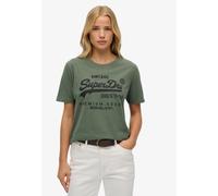 Print-Shirt SUPERDRY "EMBELLISHED VL RELAXED TEE", Damen, Gr. M, grün (thyme grün), Single Jersey, Obermaterial: 100% Baumwolle, bedruckt, relaxed fit normal, Rundhals, Shirts (45068232-M) thyme grün
