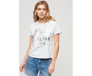 Print-Shirt SUPERDRY "FOIL WORKWEAR FITTED TEE", Damen, Gr. S, blau (sea salt blau), Single Jersey, Obermaterial: 100% Baumwolle, unifarben, relaxed fit, Rundhals, Shirts Print-Shirt (66992238-S)