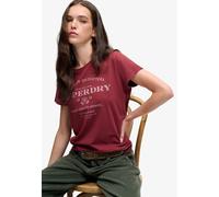 Print-Shirt SUPERDRY "LUXE CASUAL CLASSIC TEE", Damen, Gr. S, rot (stanton rot), Single Jersey, Obermaterial: 100% Baumwolle, bedruckt, slim fit normal, Rundhals, Shirts, Baumwolle, slim fit (94162918