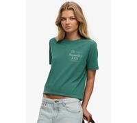 Print-Shirt SUPERDRY "LUXE CASUAL RLXD TEE", Damen, Gr. M, pine grün, Single Jersey, Obermaterial: 100% Baumwolle, bedruckt, relaxed fit normal, Rundhals, Shirts (87248013-M) pine grün