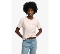 Print-Shirt SUPERDRY "LUXE CASUAL RLXD TEE", Damen, Gr. XL, chalk pink, Single Jersey, Obermaterial: 100% Baumwolle, bedruckt, relaxed fit normal, Rundhals, Shirts (15386555-XL) chalk pink