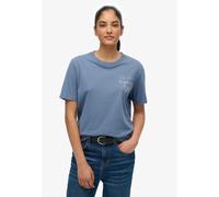 Print-Shirt SUPERDRY "LUXE CASUAL RLXD TEE", Damen, Gr. XS, vintage indigo, Single Jersey, Obermaterial: 100% Baumwolle, bedruckt, relaxed fit normal, Rundhals, Shirts (26425859-XS) vintage indigo