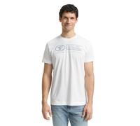TOM TAILOR Herren Basic T-Shirt mit Print aus Baumwolle, White, XL
