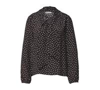 Langarmbluse STREET ONE, Damen, Gr. 34, braun (schwarz coffee), Stoff, 100% Viskose, gepunktet, klassisch normal, Rundhals, elastischer Bund, Blusen, mit Schleifendetail, Topseller (68717251-34) schwa