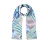 Schal aus reiner Baumwolle mit Streifenmix blau - Gr. - one size