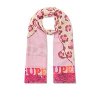Schal aus feiner Modal-Baumwoll-Mischung mit Leopard und SUPER- Schriftzug pink - Gr. - one size